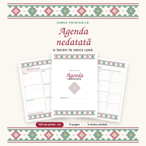 Coperta: Agendă nedatată printabilă