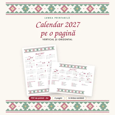 Coperta: Calendar 2027 pe o pagină