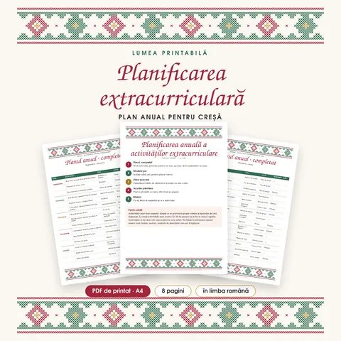 Coperta: Planificarea anuală extracurriculară